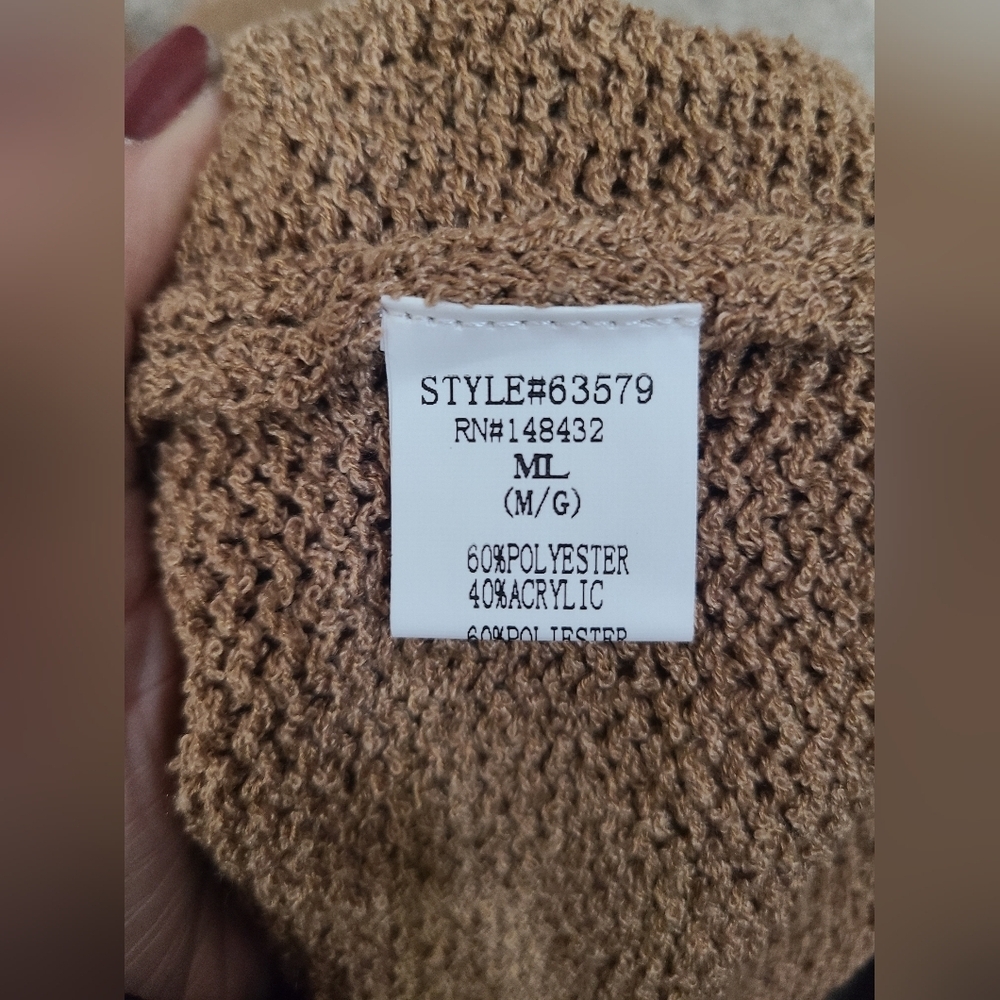 Be Cool Brown Y2k Style Grannycore Knit Sweater Tie Cardigan Vest - Picture 3 of 3